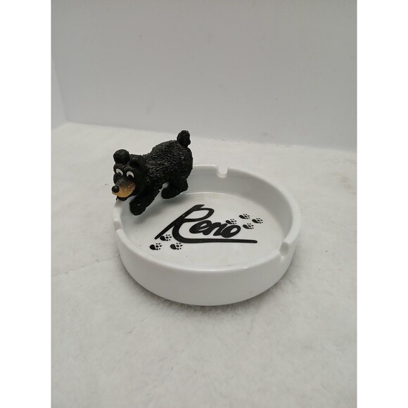 ​Reno NV Bear Ashtray Souvenir 3" Ceramic Figurine Fun Vintage Gift - Picture 1 of 6
